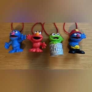 Lot 4 Sesame Street Elmo Grover & more Action Figure Ornaments